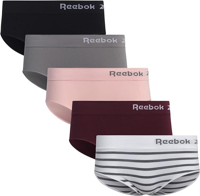 Reebok Women's Underwear - Seamless Hipster Briefs (5 Pack), Size X-Large,  Grey/Pink/Dusty Pink/Black