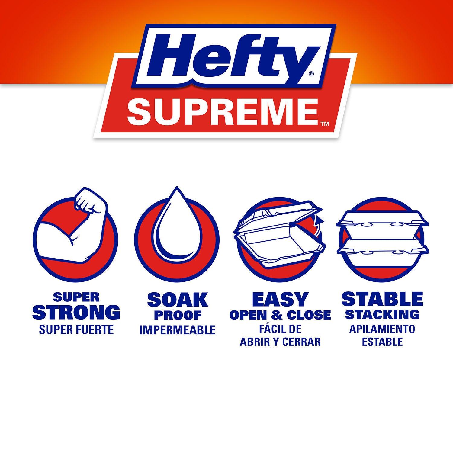 Hefty Supreme Foam Hinged Lid Container, 3-Compartment (125 ct.) - Grovano