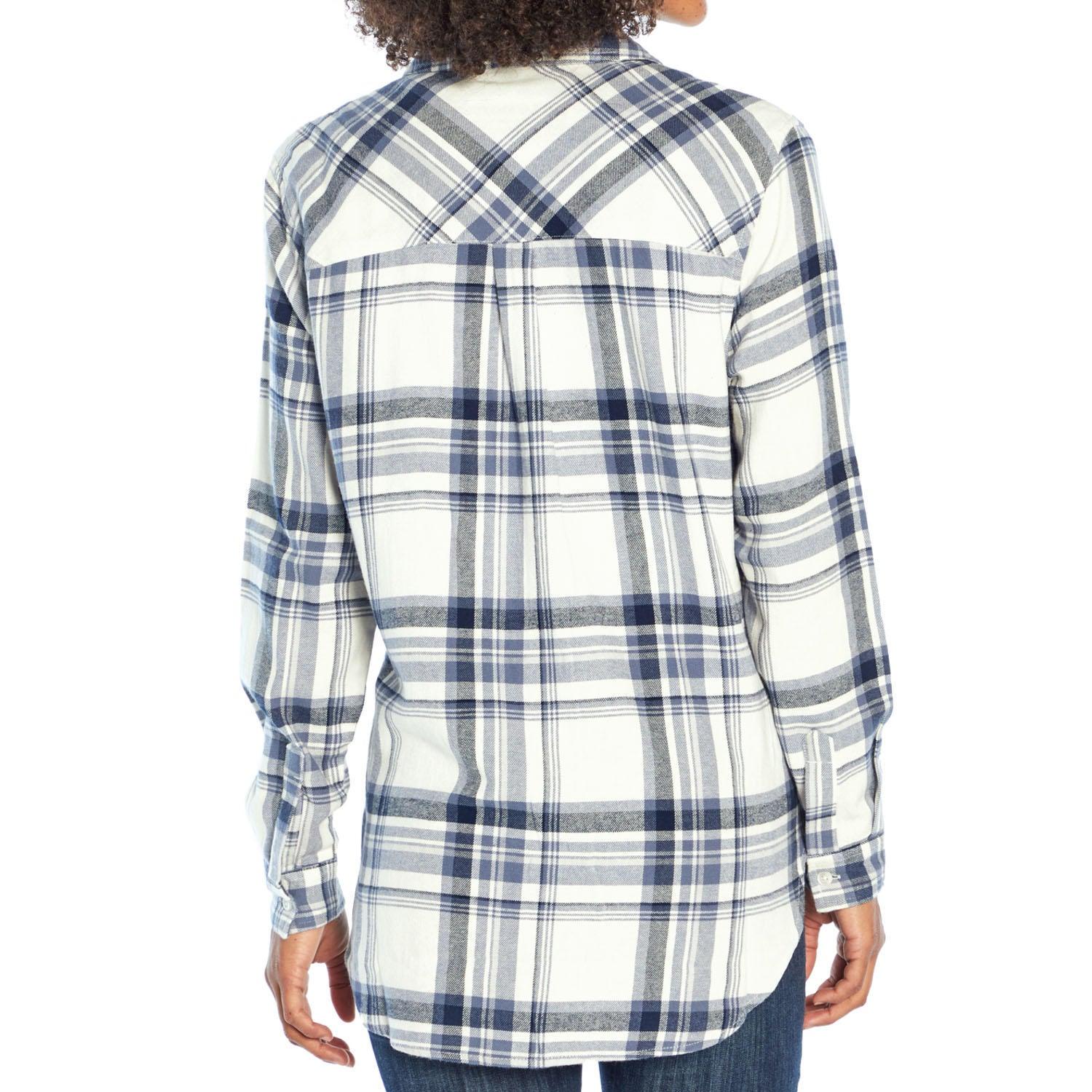 GAP Women's Soft Button Down Long Sleeve Boyfriend Flannel Shirt - Grovano