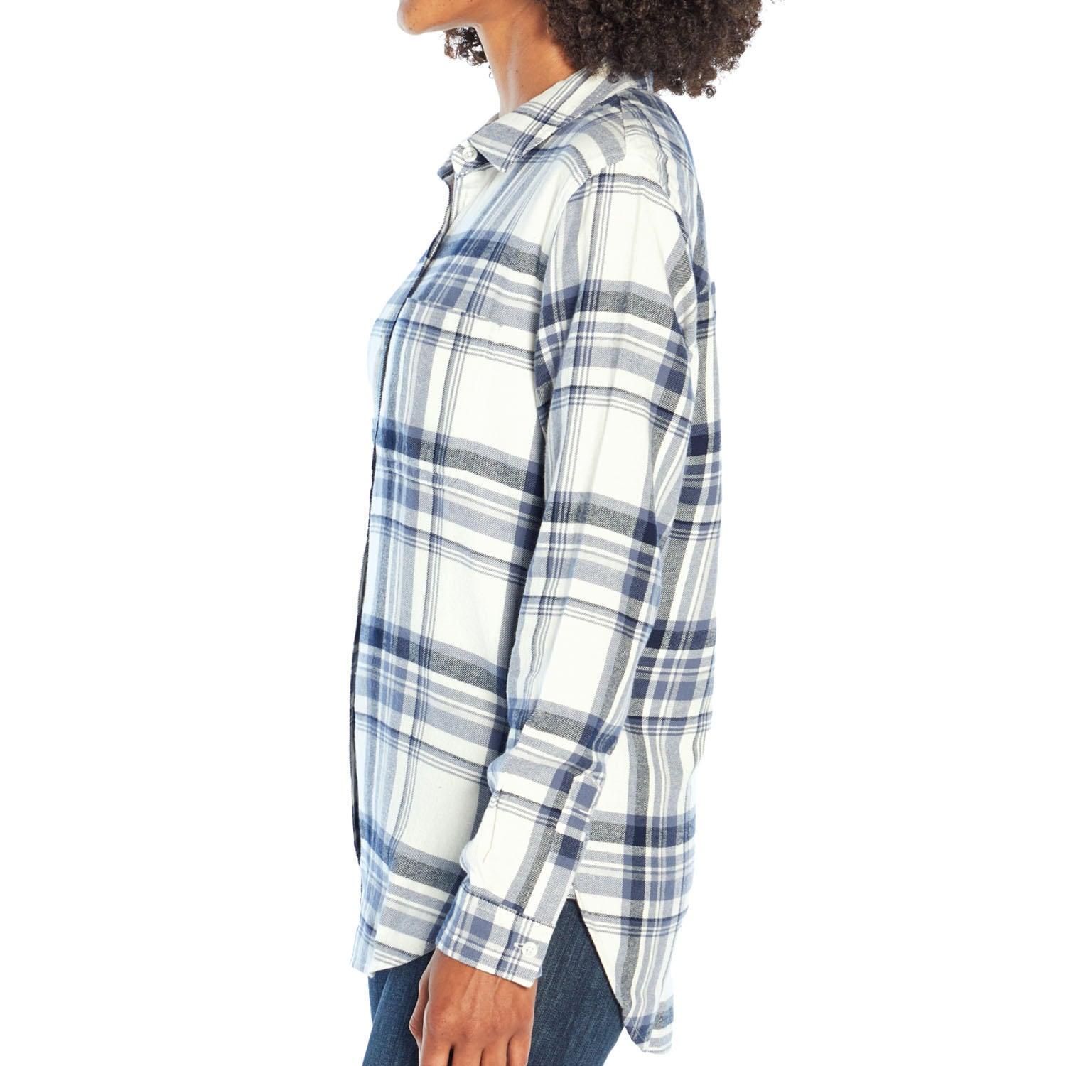 GAP Women's Soft Button Down Long Sleeve Boyfriend Flannel Shirt - Grovano