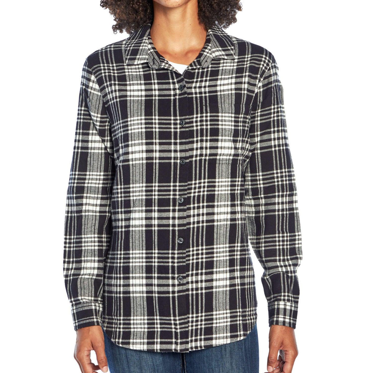 GAP Women's Soft Button Down Long Sleeve Boyfriend Flannel Shirt - Grovano