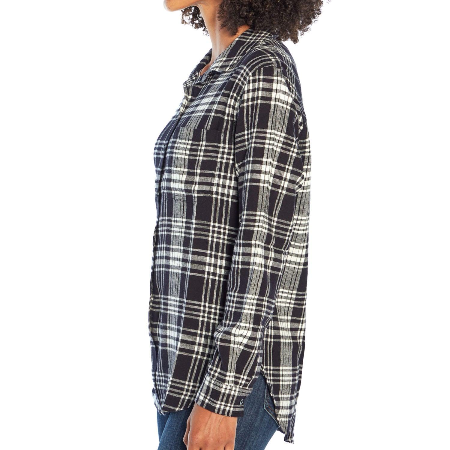 GAP Women's Soft Button Down Long Sleeve Boyfriend Flannel Shirt - Grovano