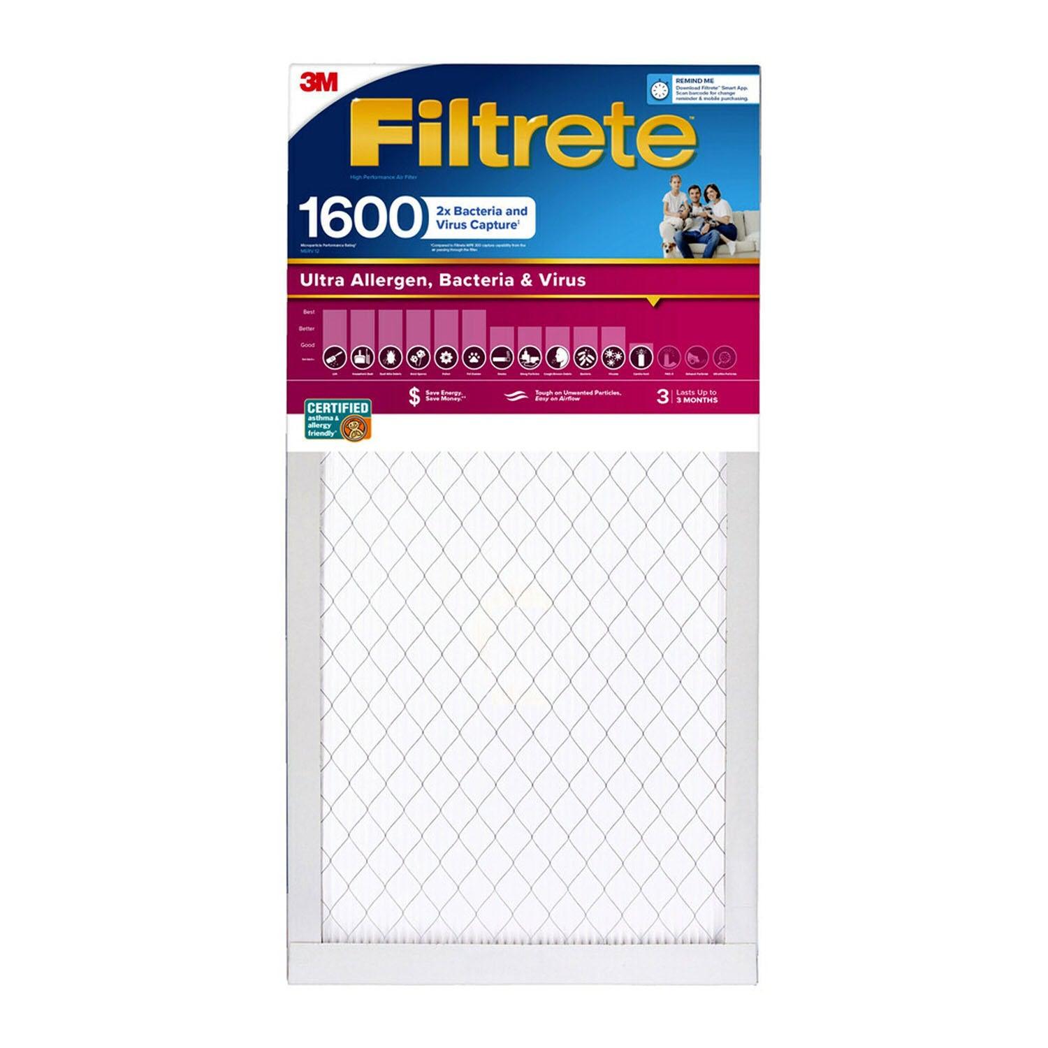 Bacteria and Virus Filter, 16x25x1 1600 MPR 4 pk. - Grovano