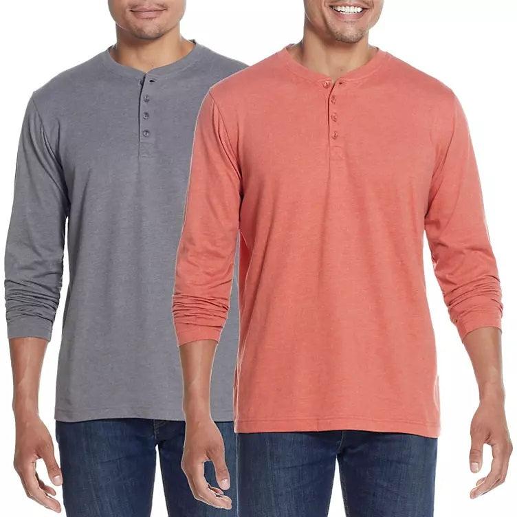 WP Weatherproof Long Sleeve Brushed Henley Shirt, 2-Pack - Grovano