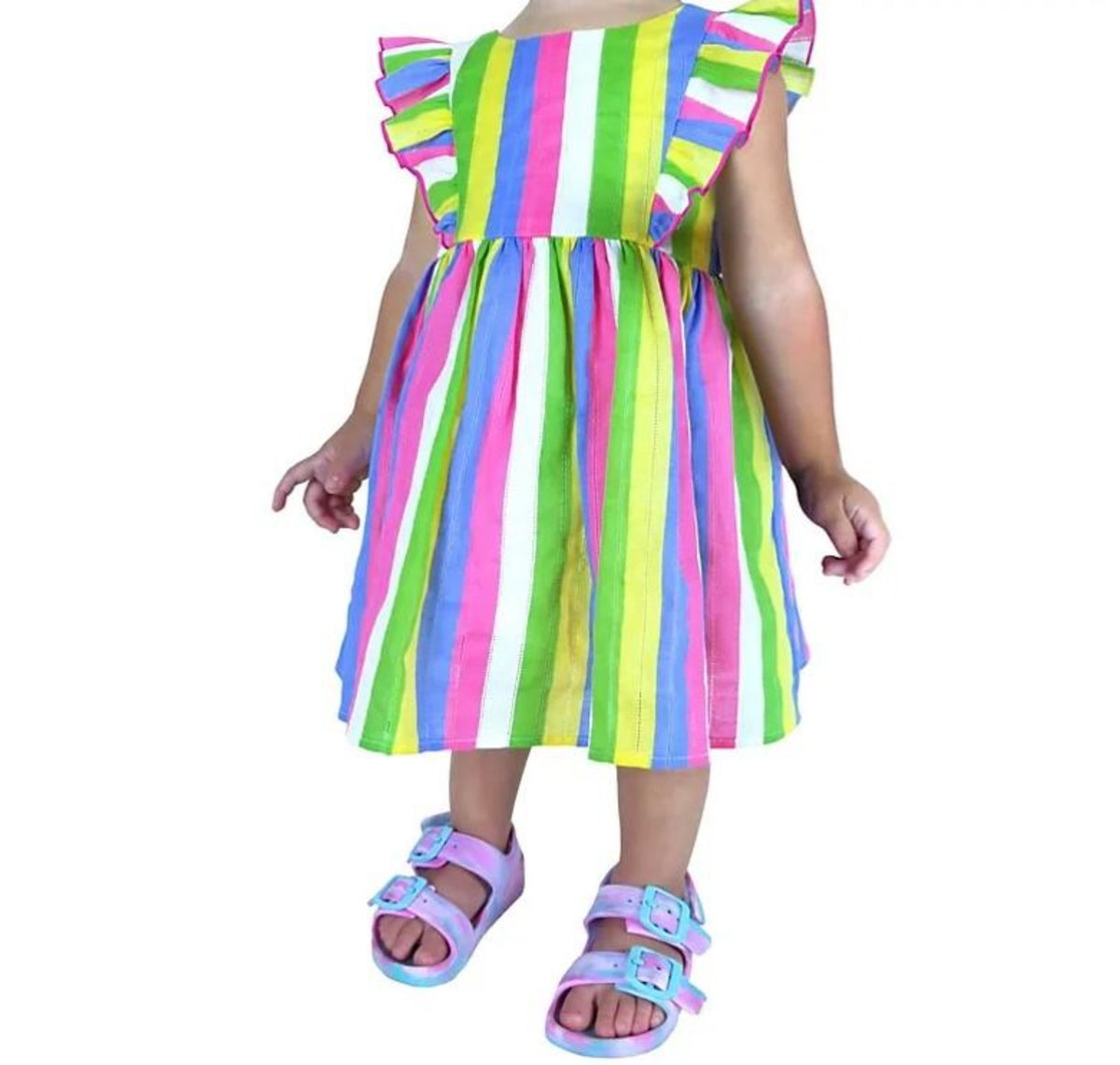 Multicolor Striped Zunie Girl Infant Cotton Dress - Grovano