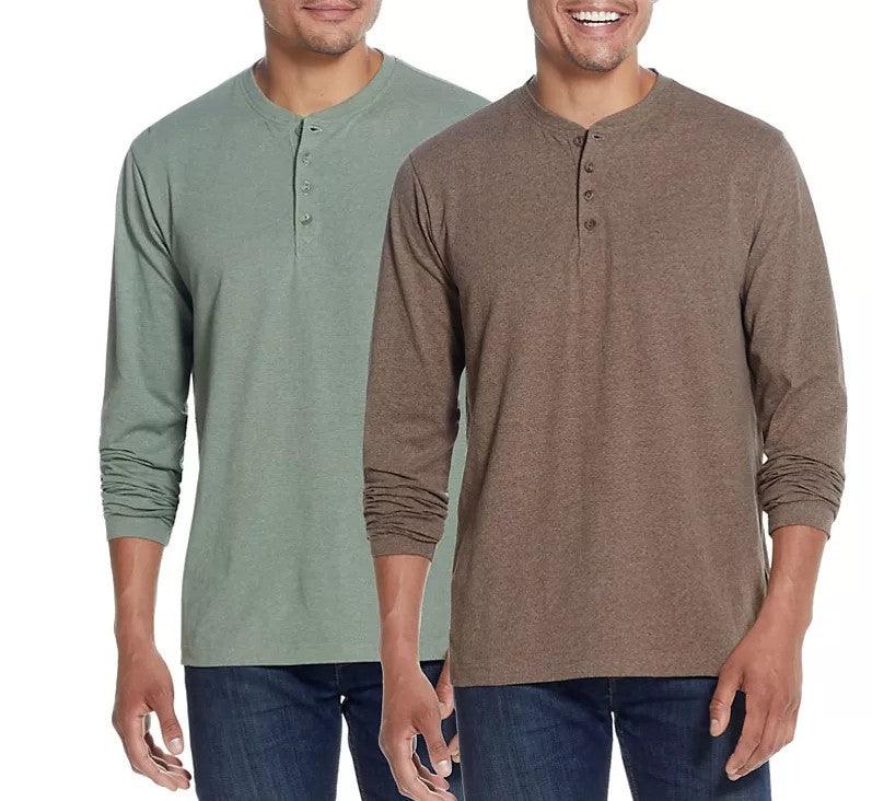 WP Weatherproof Long Sleeve Brushed Henley Shirt, 2-Pack - Grovano