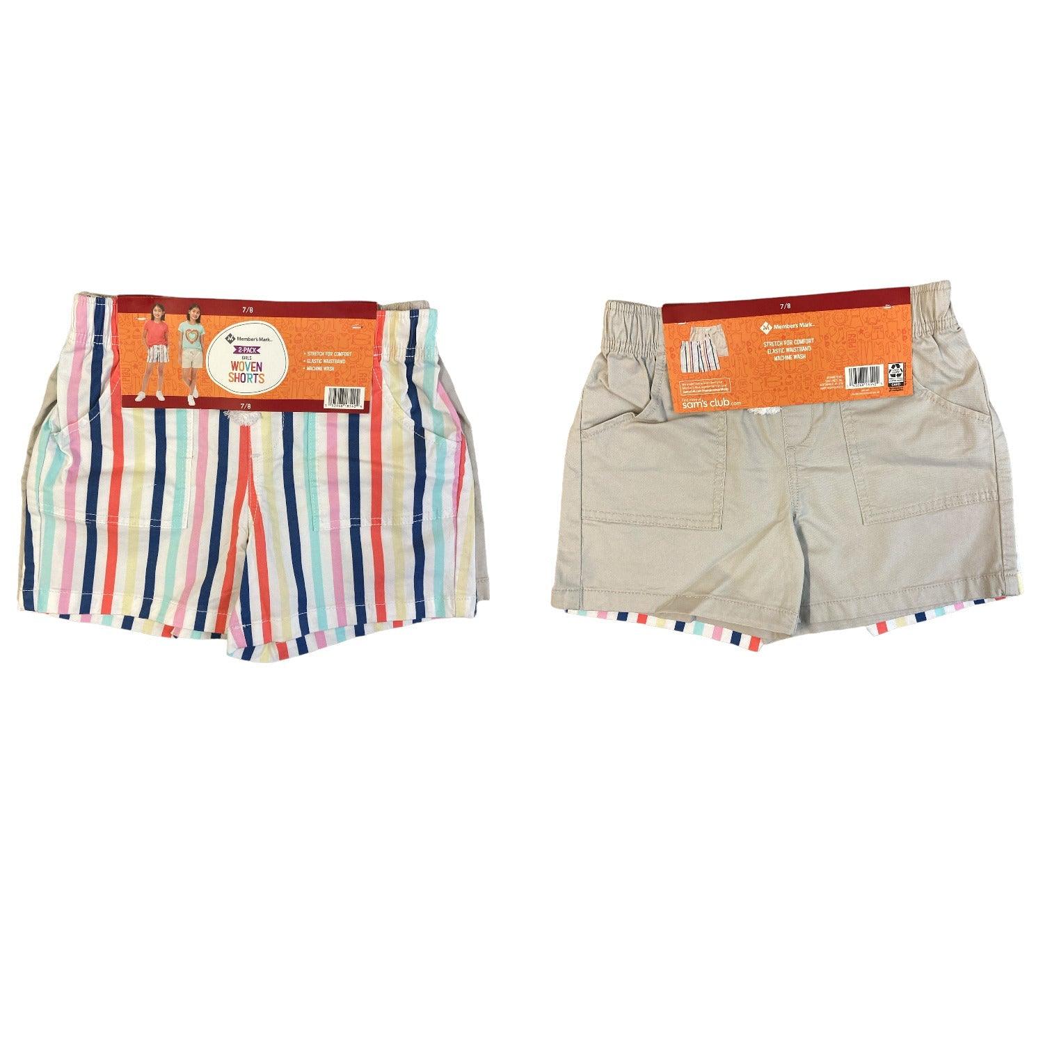 Members Mark Girls 2 Pack Woven Pull On Shorts - Grovano