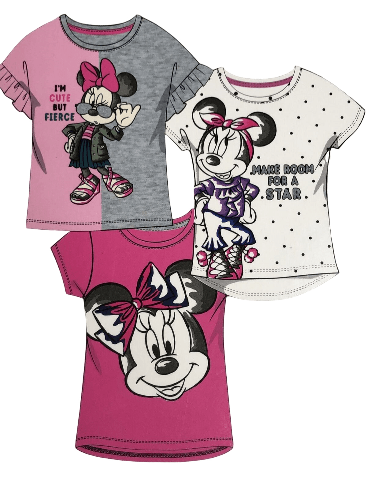 Disney Minnie Mouse 3-Pack T-shirts, Pink - Grovano