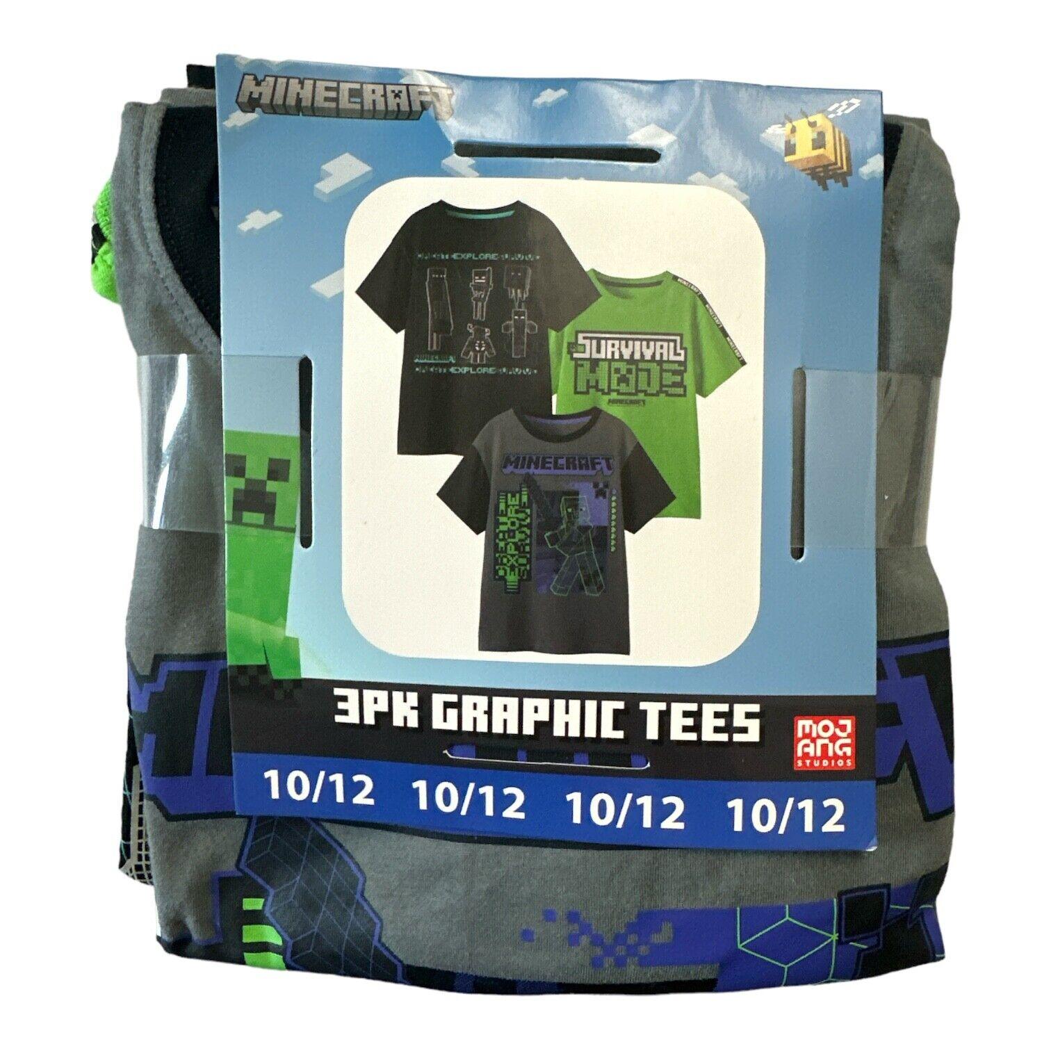 Minecraft Boy's 3-Pack Short Sleeve Graphic Tees - Grovano