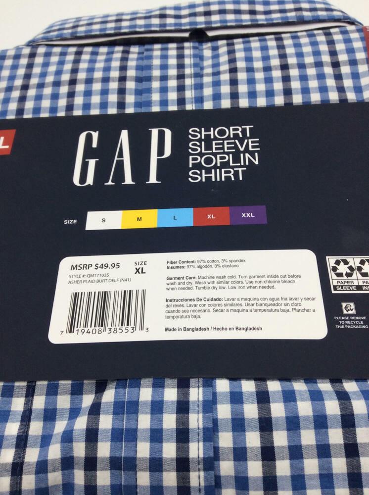 GAP Men's Short Sleeve Button Down Collared Poplin Shirt - Grovano