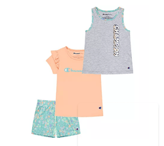 Champion Girl's 3 Piece Tee, Cotton Tank & Short Set - Grovano