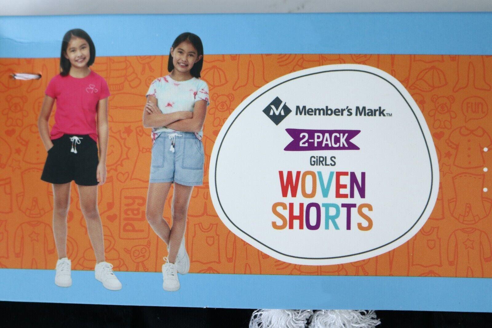 Members Mark Girls 2 Pack Woven Pull On Shorts - Grovano