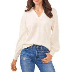 Vince Camuto Ladies Pullover Collared Lightweight Sweater - Grovano